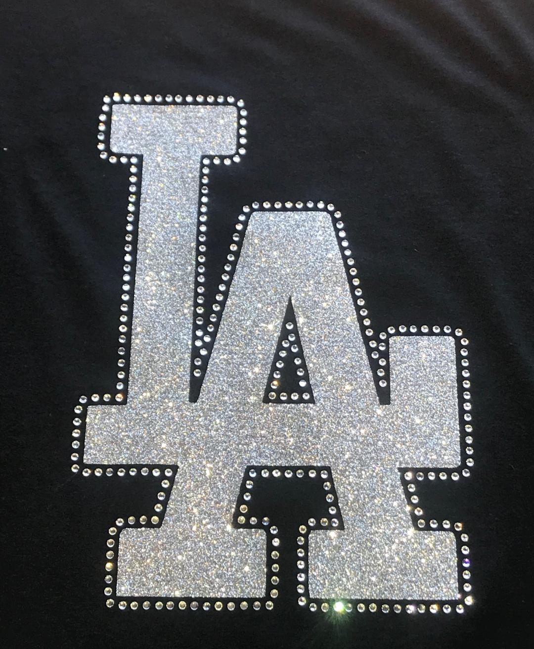 Dodgers rhinestones, vinyl, glitter vinyl shirts. LA dodgers for